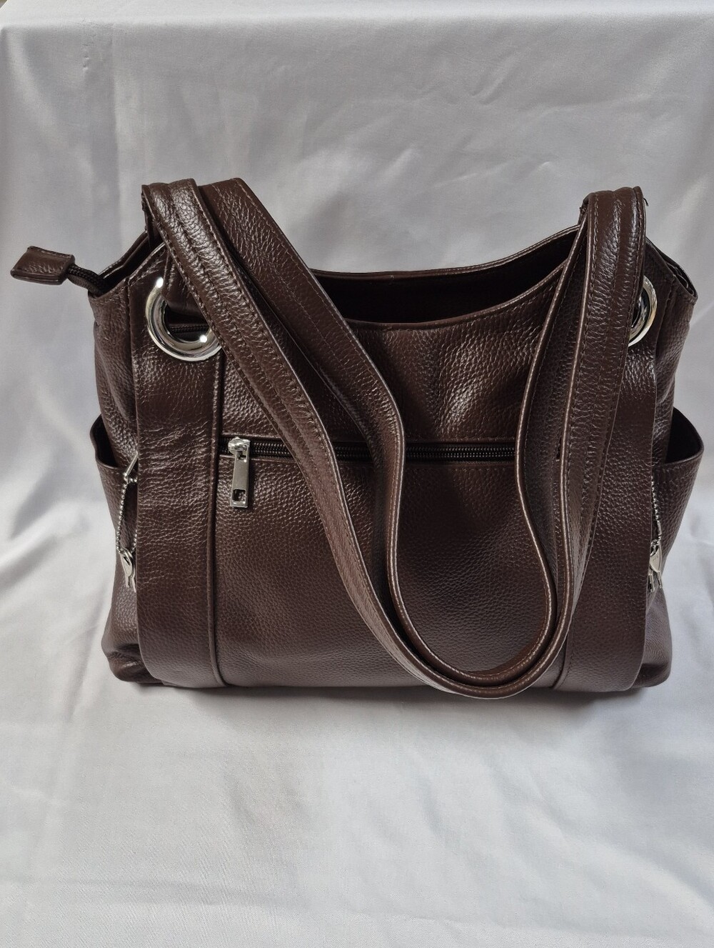 Roma Handbag Shoulder Bag Women Concealed Carry Brown Pebbled Leather Western - Picture 4 of 13